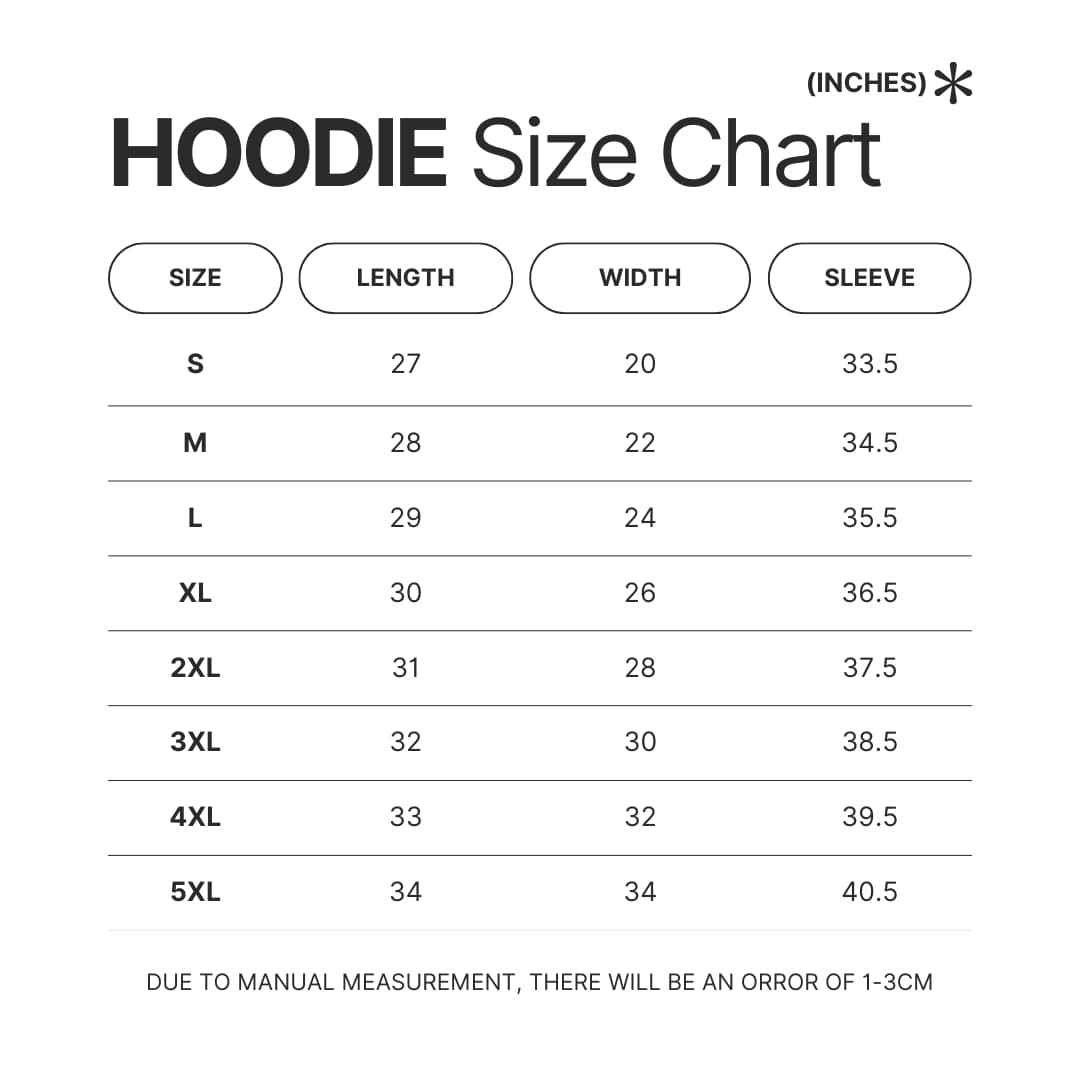Hoodie Size Chart - Dog Man Merch
