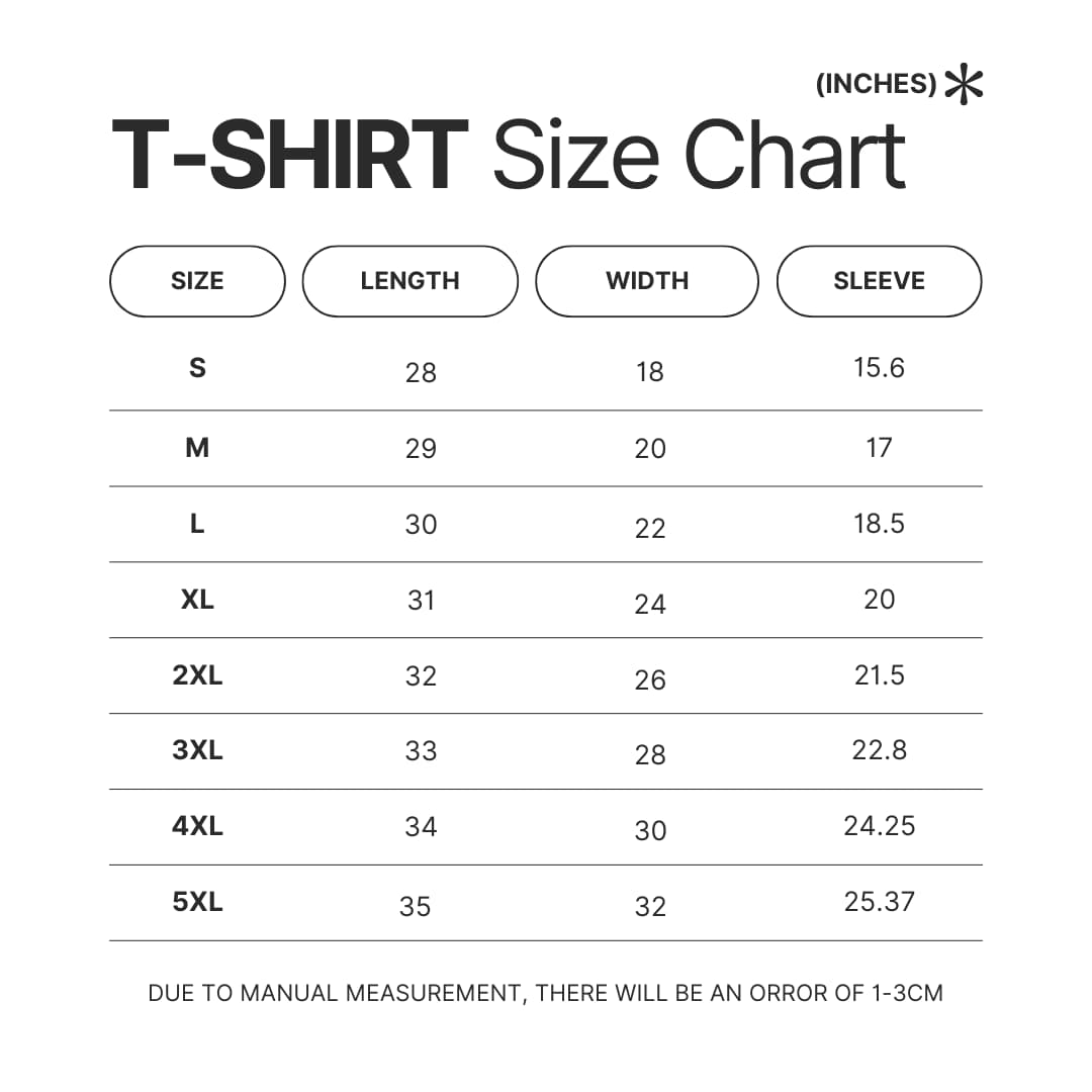 T shirt Size Chart - Dog Man Merch