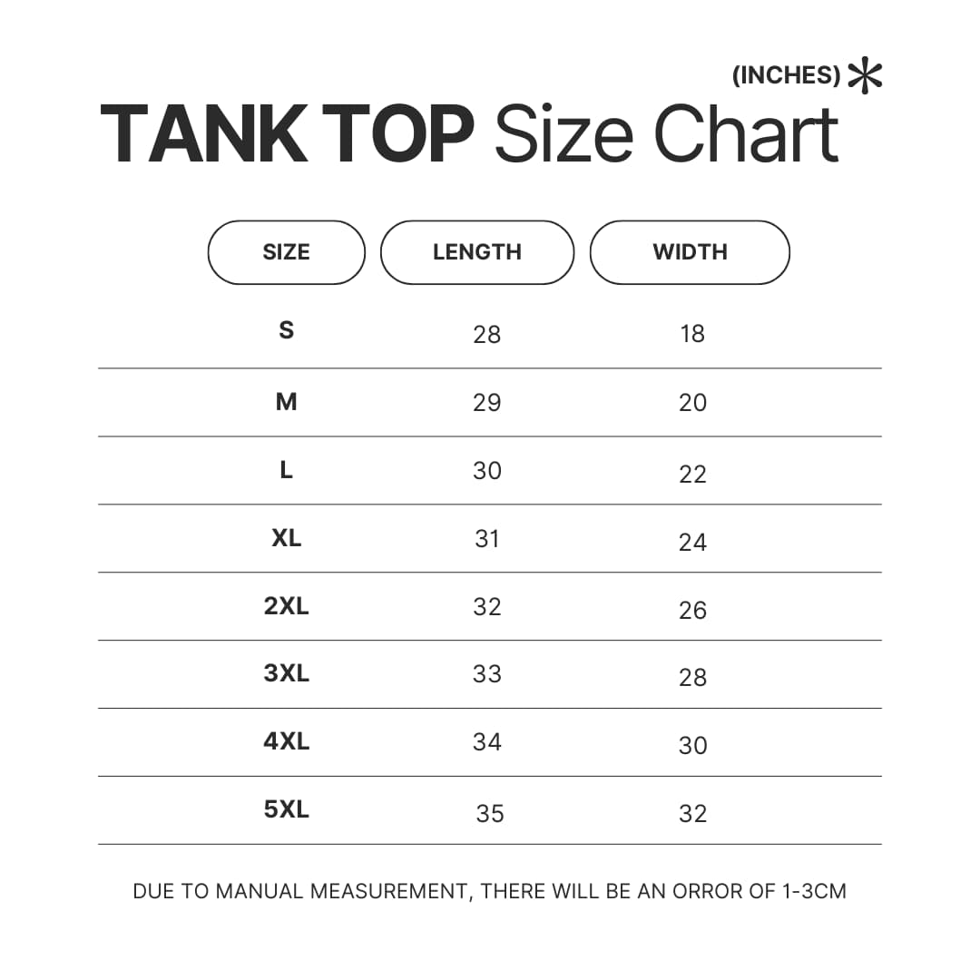 Tank Top Size Chart - Dog Man Merch