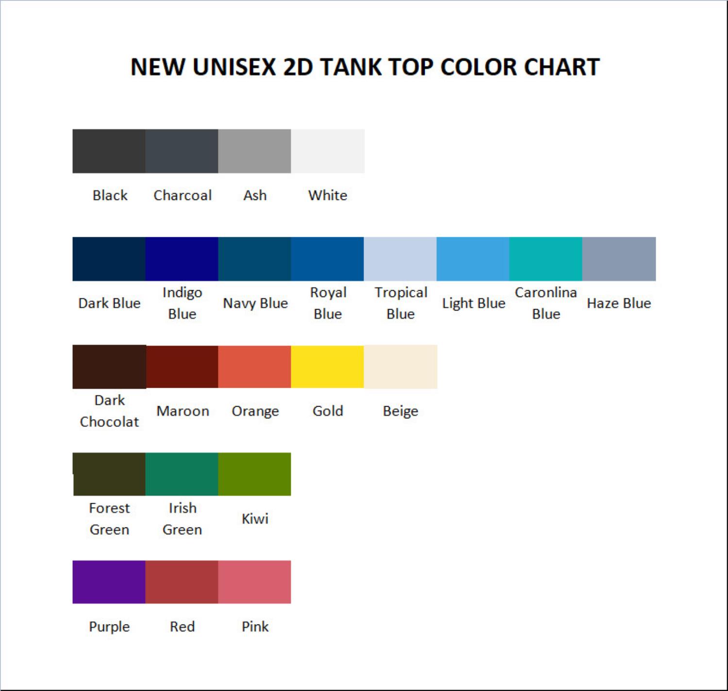 tank top color chart - Dog Man Merch