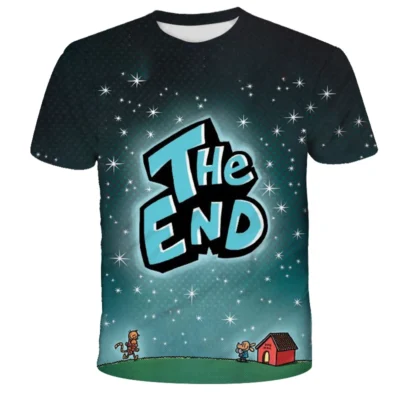 The End Cartoon Dog Man 3D Kid T-shirt