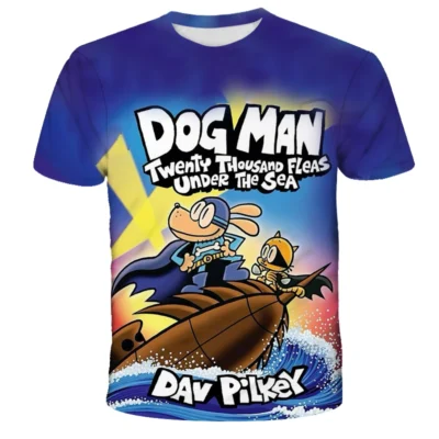 Twenty Thousand Fleas Under The Sea Cartoon Dog Man 3D Kid T-shirt