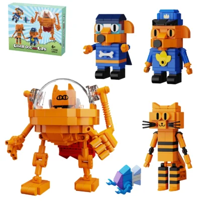 Dogness Man Cartoon Cats Petey Building Block Kit 5PCS