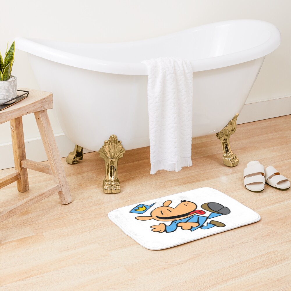 Cartoon Kids Dog Man Jumping Bath Mat - Image 2