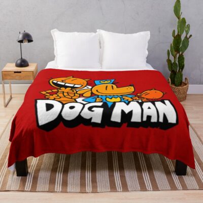 Dog Man Red Background Throw Blanket