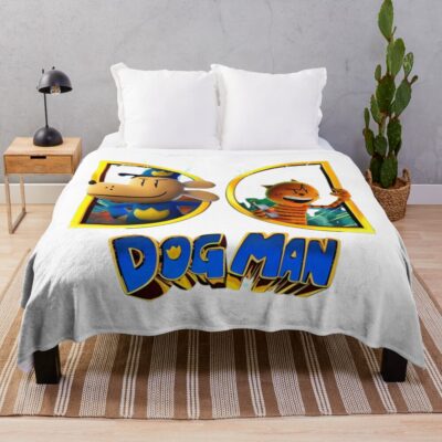 Dogman Cartoon Dog Man And Petey Throw Blanket