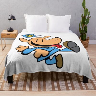 Cartoon Kids Dog Man Jumping Throw Blanket