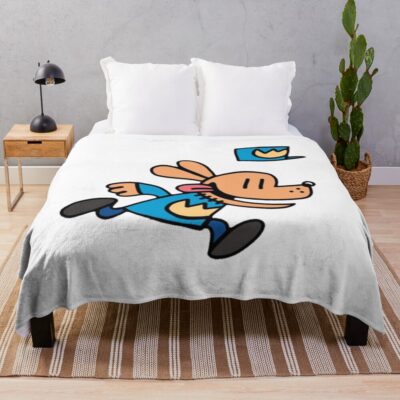 Cartoon Kids Dog Man Dog Man Running Throw Blanket