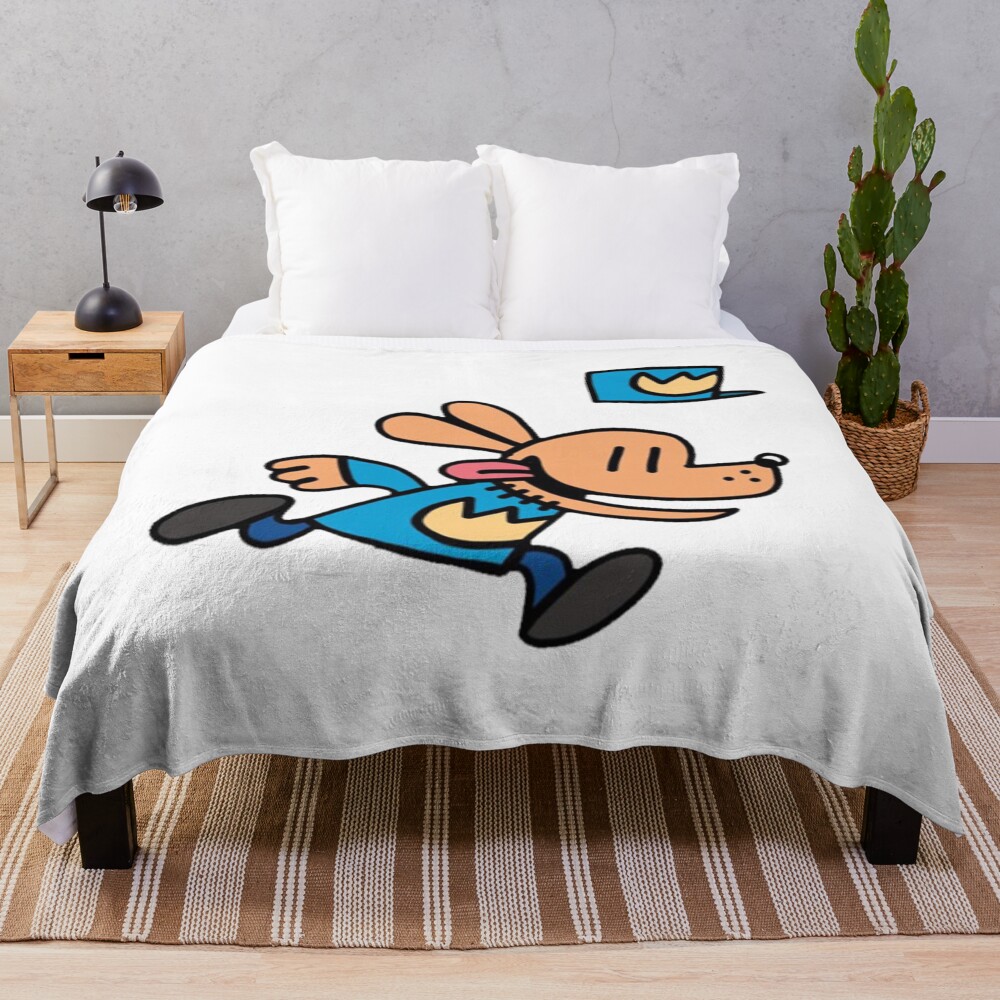 Cartoon Kids Dog Man Dog Man Running Throw Blanket