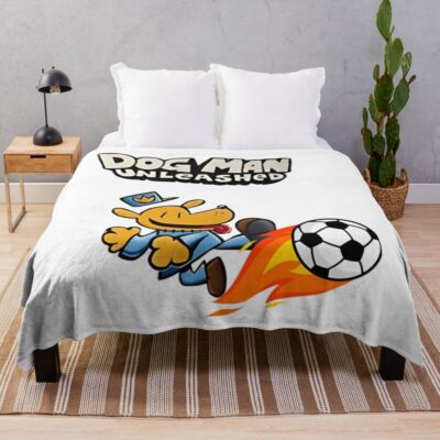 Dogman Unleashed Play Football Throw Blanket