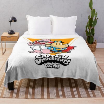 Dogman Cartoon Kids Dog Man Captain Underpants Throw Blanket