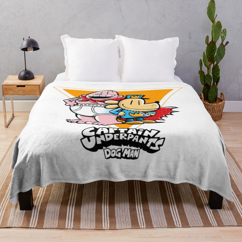 Dogman Cartoon Kids Dog Man Captain Underpants Throw Blanket