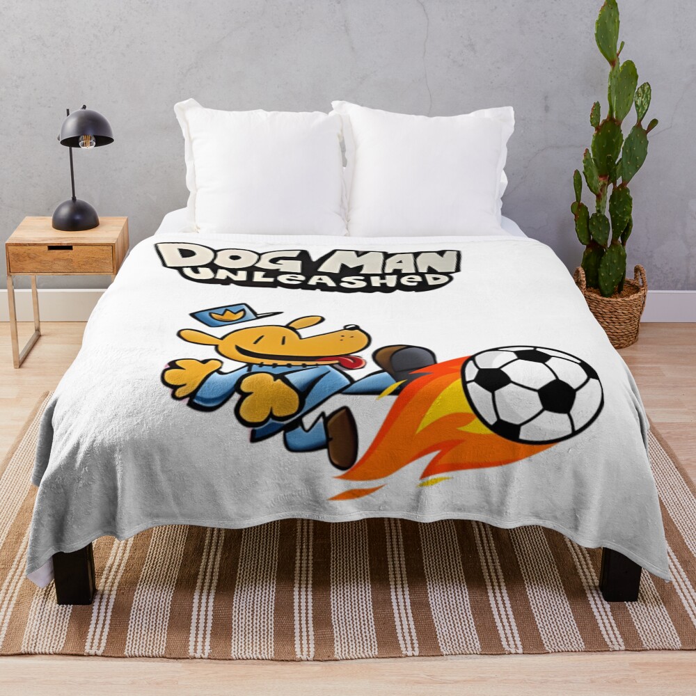 Dogman Unleashed Play Football Throw Blanket
