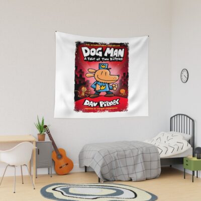 Dogman Dav Pilkey Red Background Tapestry