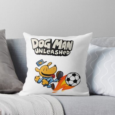 Dogman Unleashed Play Football Throw Pillow