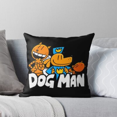 Dog Man Dog Man Petey And Li'l Pettey Throw Pillow